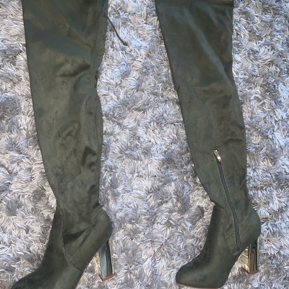 Olive Green Thigh High Heels - Picture 2 of 2